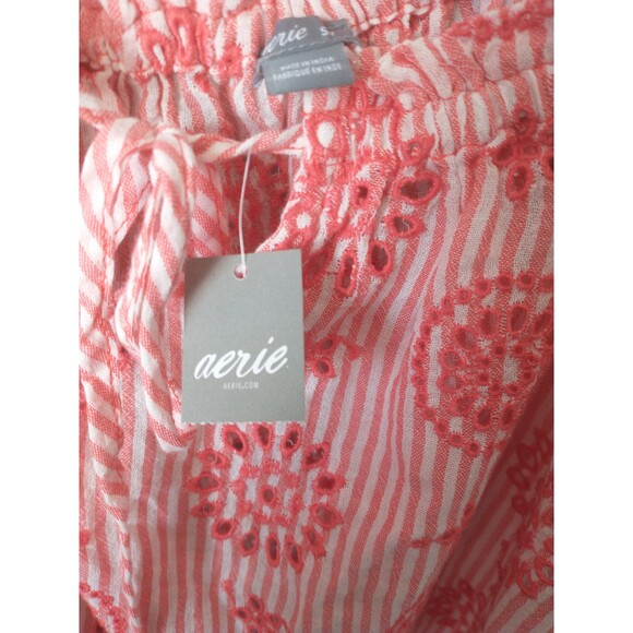 Aerie NWT Pink Striped Embroidered Tie Strap Tank Top Women’s Small - Picture 10 of 10